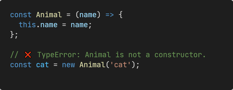 JavaScript arrow function this binding comparison showing traditional function vs arrow function behavior